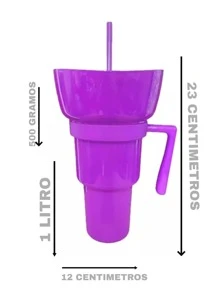 (1 PZ) (1LT) Vaso Mágico con Plato Botanero (500 GR) Tipo Estadio Cambia De Color Incluye Popote y Decoraciones + UN REGALO SORPRESA