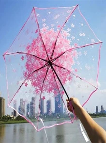 1入組花卉圖案雨傘 - 無色 - 查看 3