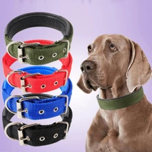1pc Solid Dog Training Collars Nylon Adjustable Pet Neck Strap For Small Medium Large Dogs Cat Neckband Foam Padded Dog Collar Dog Accessories Random Color Shipping - Multicolor - View 1