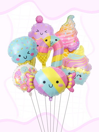 7pcs Candy & Ice Cream Theme Balloons Set