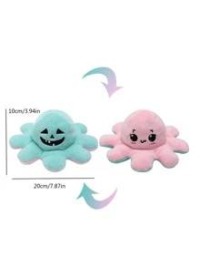 1 pieza Muñeco de peluche de pulpo reversible con expresión doble cara - Rosa - Ver 3