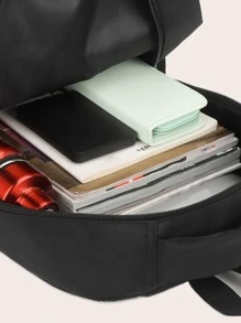 Mochila Básica Clásica Adecuada Para Mochilas Escolares, Mochilas De Viaje - Negro - Ver 6