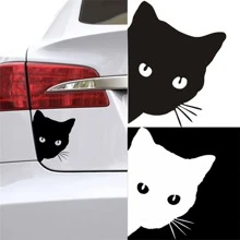1pc Cartoon Cat Car Sticker, White - White - View 1