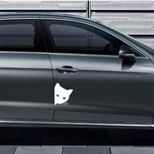 1pc Cartoon Cat Car Sticker, White - White - View 2