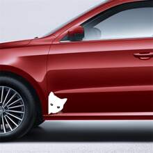 1pc Cartoon Cat Car Sticker, White - White - View 4