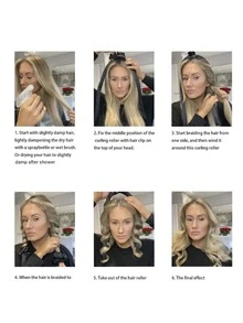 1入組不熱捲髮器,適用於睡眠中的長髮捲髮器,包含捲髮棒、髮夾、髮圈、緞帶,diy髮型工具套件