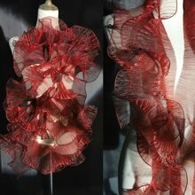 2米美人魚漸變顏色歐根紗織物帶波紋下擺,3D褶皺和花裝飾用品