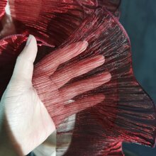 2米美人魚漸變顏色歐根紗織物帶波紋下擺,3D褶皺和花裝飾用品