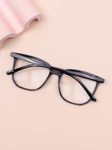 1pc Square Frame Clear Lens Glasses With Coating - Black - View 3