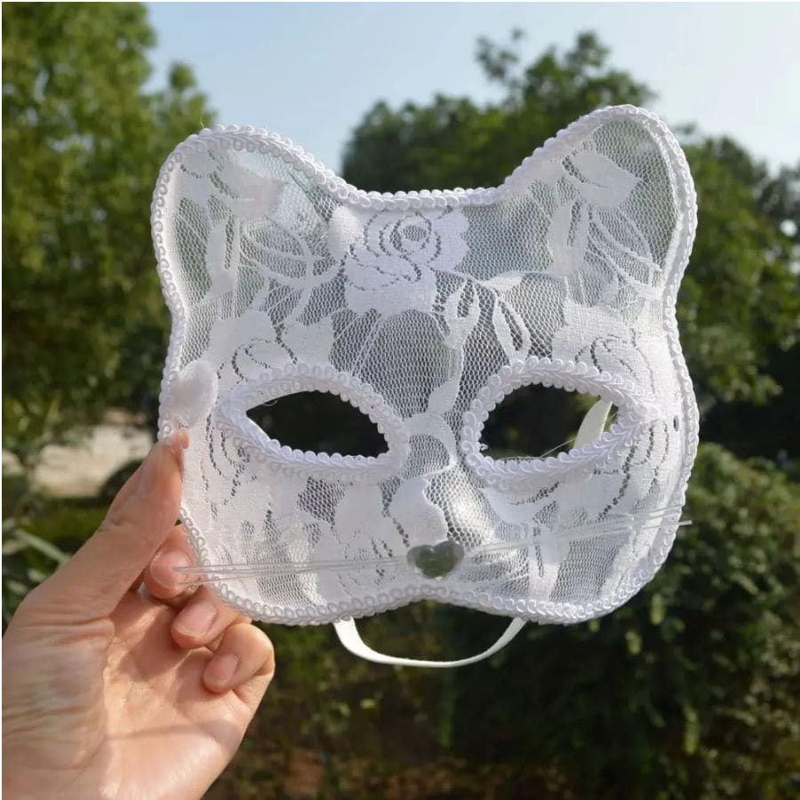 White Cat Face Mask - White - View 1