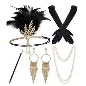 1 Set 5 Stück 1920er Jahre Frauen Urlaubs Party Accessoires Federhaarteil Weihnachtstanz Kostüm Halloween Abschlussball