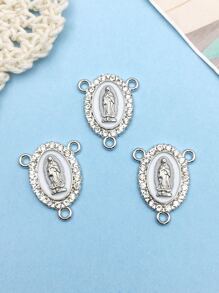 12 件 3 孔吊飾合金琺瑯水鑽聖母連結獎牌吊墜連接器適合 Diy 珠寶製作項鍊手鍊耳環配件 - 白色 - 查看 4
