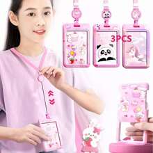 3pzs Yoyo Porta Credencial Gafetes Identificacion Estirable - Rosa - Ver 1