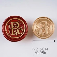 復古信封郵戳印章 - 金色 - 查看 2