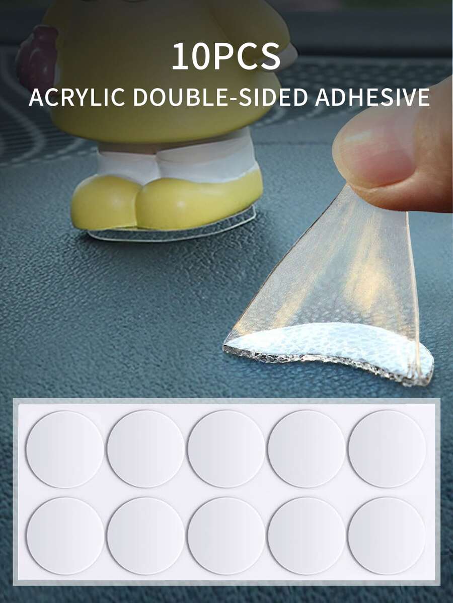 10pcs Car Decoration Adhesive Pads, 3cm Diameter Round Transparent Double Sided Sticker