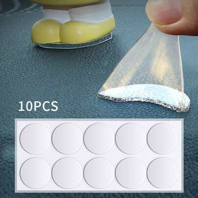 10pcs Invisible Adhesive Gel Pads, 3cm Diameter Round Double-Sided Adhesive For Car Decor, Removable Nano Gel Stickers For Wedding, Balloons, Car Accessories, Transparent Round Adhesive Gel For Women Car Decor
