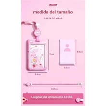 3pzs Yoyo Porta Credencial Gafetes Identificacion Estirable - Rosa - Ver 2