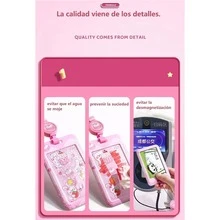 3pzs Yoyo Porta Credencial Gafetes Identificacion Estirable - Rosa - Ver 4