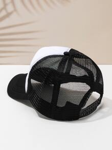 1pc Unisex White Line Drawing Bear Outdoor Leisure Adjustable Breathable Baseball Cap Trucker Cap Casual - Black and White - View 3