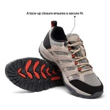Women's Hiking Shoes Lightweight Breathable Mesh Walking Sneakers Outdoor Work Shoes - Maroon - View 3
