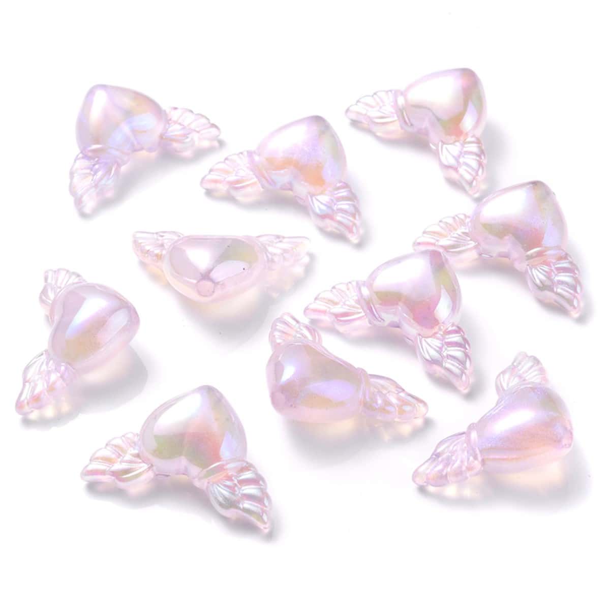 10 Piezas De Cuentas De Forma De Alas De Ángel De Acrílico Con Color Ab Electroplateado Para Hacer Joyas, 21x35mm - Púrpura malva - Ver 1