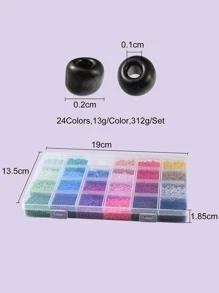 1盒(約312g)24格2mm霧面玻璃種子珠diy串珠套件,適用於手鏈和項鍊製作 - 彩色 - 查看 4