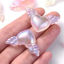 10 Piezas De Cuentas De Forma De Alas De Ángel De Acrílico Con Color Ab Electroplateado Para Hacer Joyas, 21x35mm - Púrpura malva - Ver 2