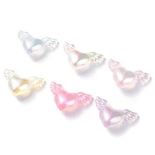 10 Piezas De Cuentas De Forma De Alas De Ángel De Acrílico Con Color Ab Electroplateado Para Hacer Joyas, 21x35mm - Púrpura malva - Ver 3