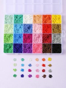 1盒(約312g)24格2mm霧面玻璃種子珠diy串珠套件,適用於手鏈和項鍊製作 - 彩色 - 查看 1