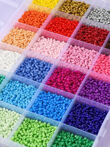 1盒(約312g)24格2mm霧面玻璃種子珠diy串珠套件,適用於手鏈和項鍊製作 - 彩色 - 查看 2