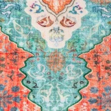 1pc Vintage Red European Style Floor Rug For Living Room, Sofa, Coffee Table, Study, Bedroom, Foldable And Machine Washable - Multicolor - View 4