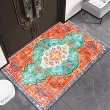 1pc Vintage Red European Style Floor Rug For Living Room, Sofa, Coffee Table, Study, Bedroom, Foldable And Machine Washable - Multicolor - View 7