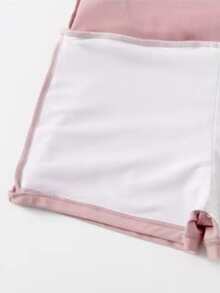 One Piece Swimsuit With Built-in Shorts And Square-cut Design - Dusty Pink - View 6