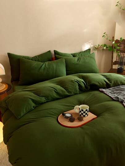 3 st. enfärgat, tvättat, mjukt sängkläderset i 100 % bomull