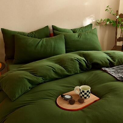 3件套纯色水洗柔软床上用品套装