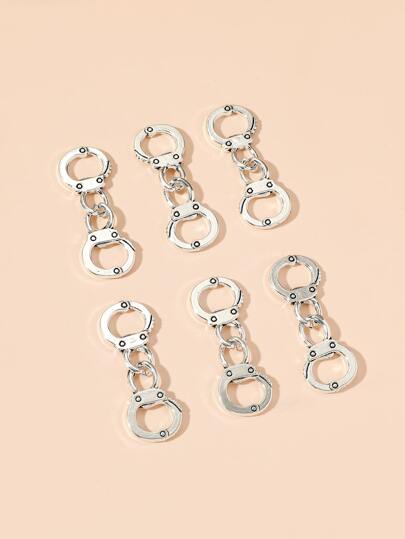 6pcs Alloy Handcuff Shaped Link For Diy Couple Bracelet, Necklace, Phone Strap, Waist Chain Accessories