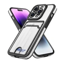 Ốp lưng điện thoại có khe cắm thẻ, tương thích với iPhone 15/15Pro/15Plus/15Promax, phiên bản quốc tế, không phải phiên bản nội địa. - màu đen - Xem 2