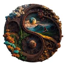 Yin Yang Shaped Wooden Puzzle - Apricot - View 1