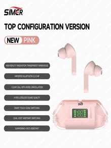 SIMER Audífonos Inalámbricos Bluetooth - Rosa - Ver 2