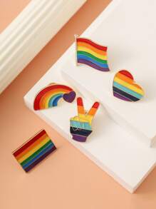 Set aus 5 broschenförmigen Regenbogenflaggen aus Metallmaterial - Verschiedenfarbig - Übersicht 1