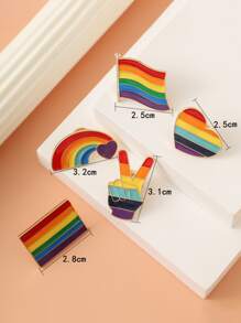 Set aus 5 broschenförmigen Regenbogenflaggen aus Metallmaterial - Verschiedenfarbig - Übersicht 4