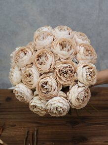 2 件人造牡丹花头红色仿花丝绸人造花头模拟牡丹用于婚礼派对装饰、蛋糕装饰和家庭客厅桌面装饰、万圣节装饰、圣诞节装饰、秋季派对装饰、丰收餐桌中心装饰、圣诞树/花环装饰家居装饰房间装饰