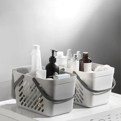 1個雙手柄斜紋中空排水浴室籃子浴室收納籃
