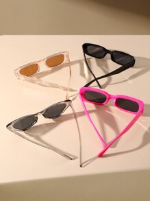 4 件装女士小框猫眼眼镜，时尚户外眼镜组合 - 彩色 - 查看 3