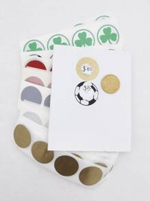 1英寸/25毫米圓形刮刮貼,帶有足球圖案,適用於diy遊戲、節日、互動獎品 - 黑色 - 查看 4