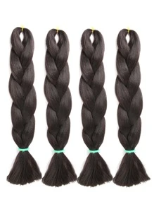 4入組黑棕色豪華毛髮24英寸髮辮延伸辮子盒子麻花辮合成纖維髮辮（超過四十種顏色），漸層長合成纖維髮辮，編織自然髮頭套，女性高溫合成纖維扭曲的鉤編髮套，合成毛髮延伸100克/件（共400克） - Black-brown - 查看 3