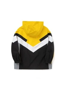 Balabala Cậu bé Tween In  Tương phản Khối màu Nhiệt Áo trùm đầu - Màu vàng - Xem 4