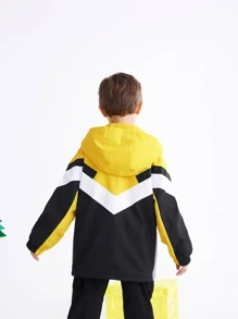 Balabala Cậu bé Tween In  Tương phản Khối màu Nhiệt Áo trùm đầu - Màu vàng - Xem 2