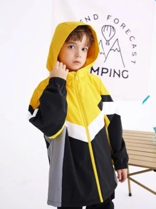 Balabala Cậu bé Tween In  Tương phản Khối màu Nhiệt Áo trùm đầu - Màu vàng - Xem 1