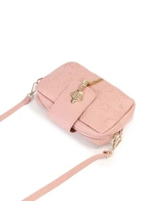 Fashionable Cartoon Embossed Crown Decoration Tassel Crossbody Bag - Pink - View 8